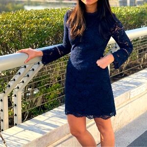 Navy lace cocktail dress
